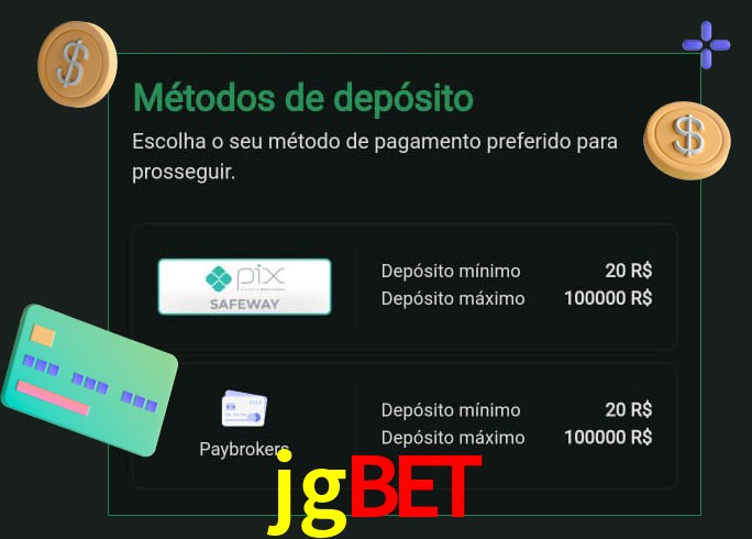 O cassino jgbet oferece uma grande variedade de métodos de pagamento